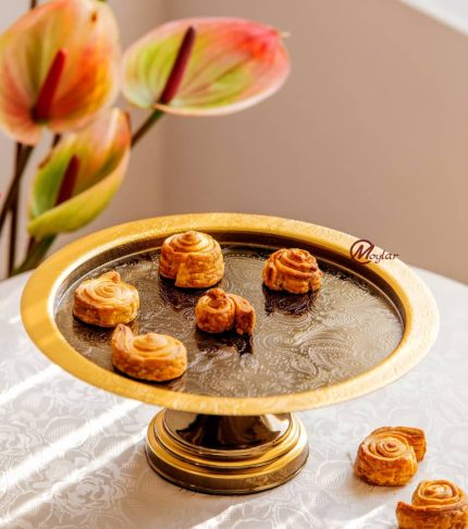 شیرینی خوری فلزی زیتونی طلایی