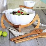 کاسه سالاد با جای سس چوب سرامیک