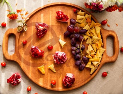 سینی دسته دار گرد راش مویلار کد 2420