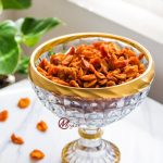 کاسه آجیل پایه دار بلور لب طلا مویلار مدل اکوامارین