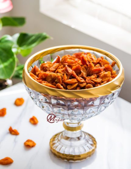 کاسه آجیل پایه دار بلور لب طلا مویلار مدل اکوامارین