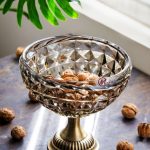 کاسه آجیل بلور شامپاینی پایه فلزی مویلار مدل اکوامارین