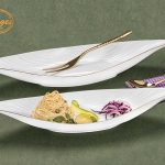 کاسه قایقی بزرگ لب طلا چینی لمون کد 146 L